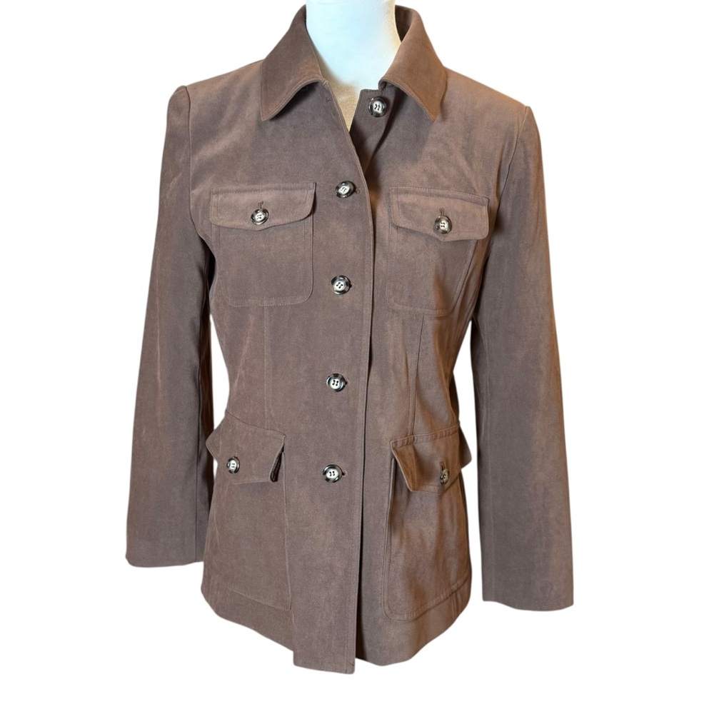 Talbots Brown Collared Utility Jacket with Button… - image 1